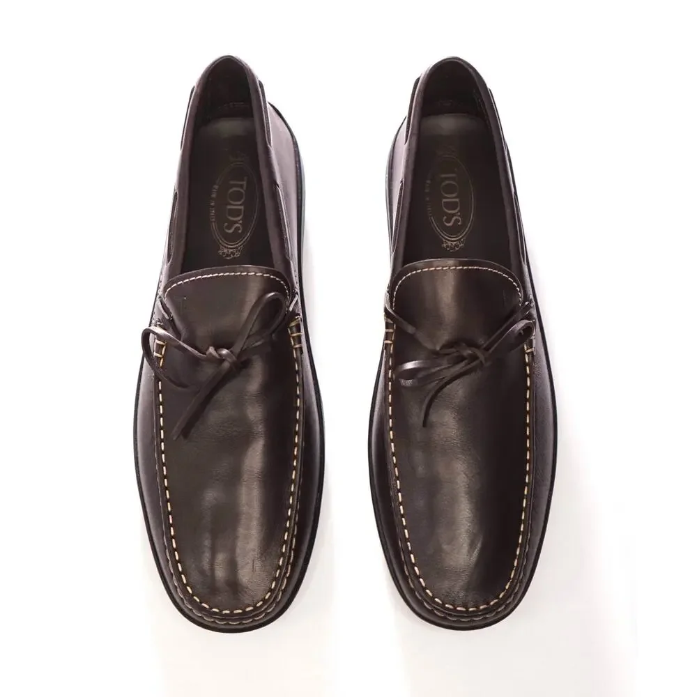 $995 TOD'S - Dark Brown Leather Boat Shoes - US 12.5 (11.5UK)